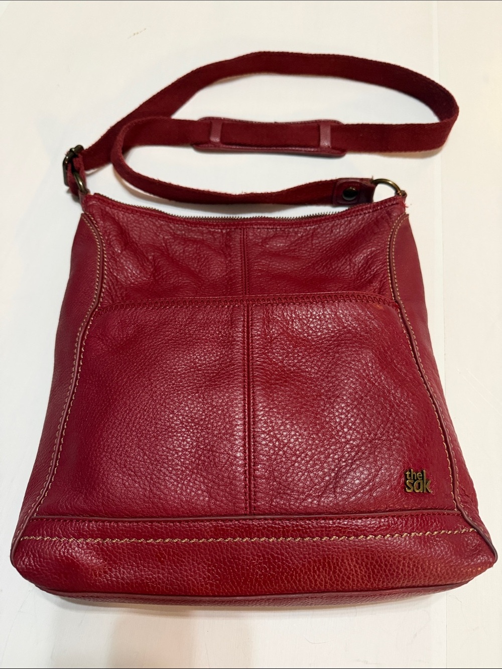 The Sak Genuine Leather  Crossbody Handbag Red